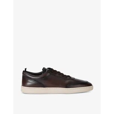 Officine Creative Mens Dark Brown Kris Lux Logo-embellished Leather Low-top Trainers