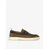 Officine Creative Suede Bones Penny Loafers In Khaki