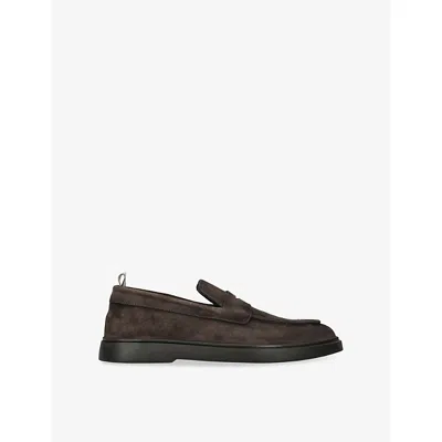 Officine Creative Mens Bones Slip-on Suede Loafers Brown