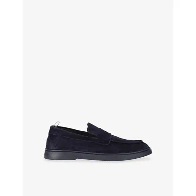 Officine Creative Mens Navy Bones Suede Loafers Eur 46 / 12 Uk In Blue