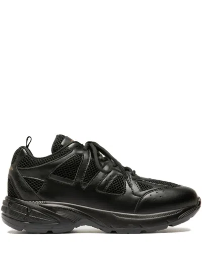 Officine Creative Mesh Leather Trainers In Black