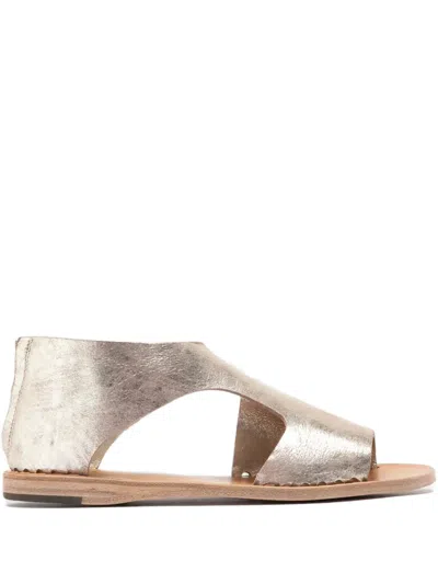 Officine Creative Metallic Leather Sandals In Silver