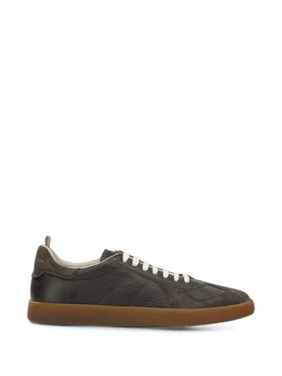 Officine Creative Militia Panelled Leather Sneakers In Brown