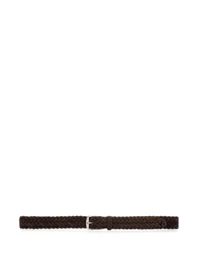 Officine Creative Oc Strip 055 Braided Suede Belt In Brown
