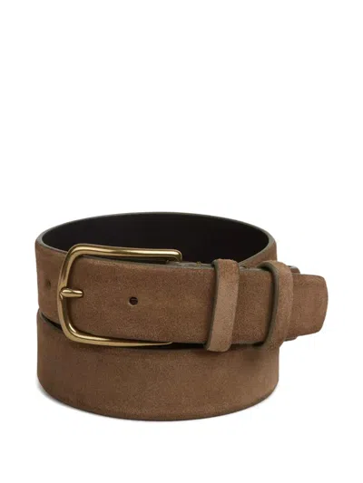 Officine Creative Suede Oval-buckle Belt In Brown