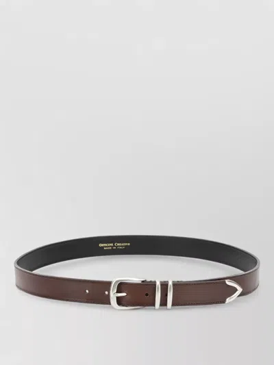Officine Creative Oc Strip Leather Belt Reversible Design In Brown