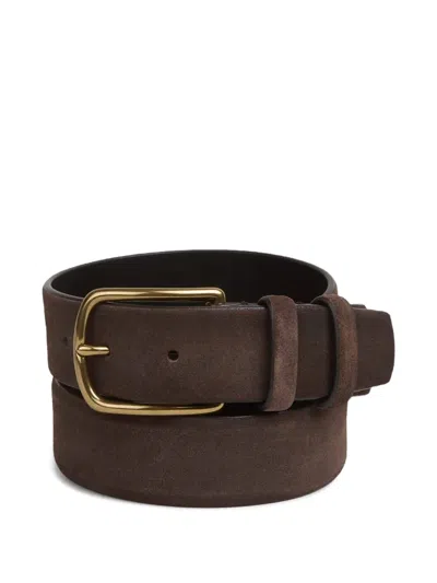 Officine Creative Suede Oval-buckle Belt In Brown