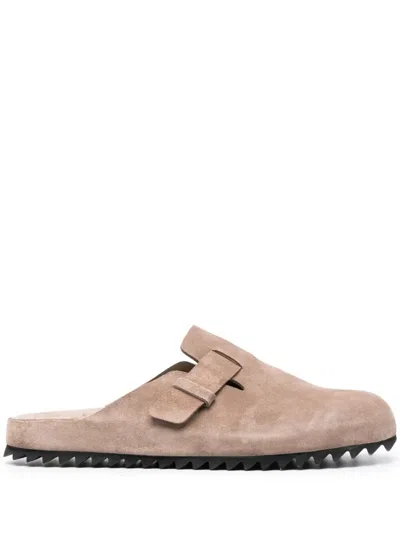 Officine Creative Oliver Flint Suede Slides In Neutrals