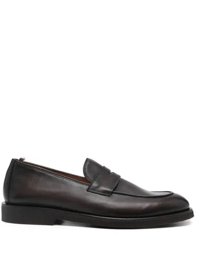 Officine Creative Opera Full-grain Leather Penny Loafers In Brown