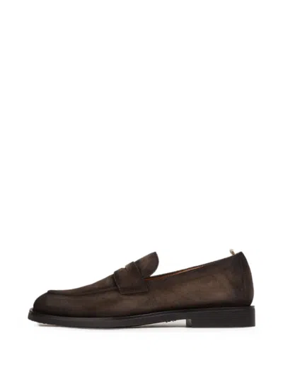 Officine Creative Opera Flexi 101 Suede Penny Loafers In Brown