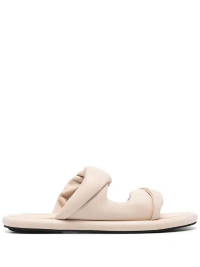 Officine Creative Padded Leather Slides In Neutrals