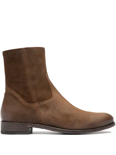 Officine Creative Paul Zip Leather Boots In Brown