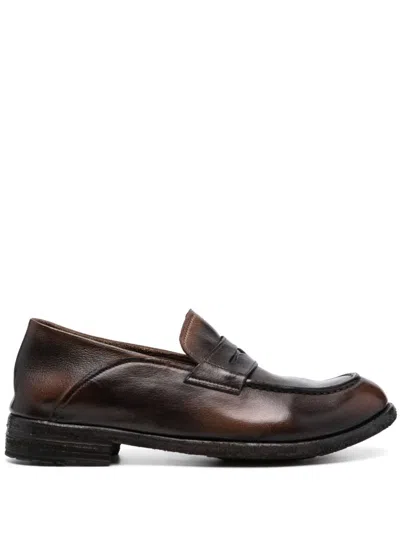 Officine Creative Penny-slot Leather Loafers In Brown