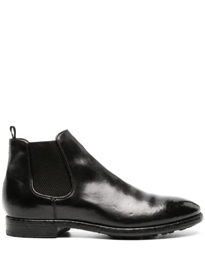 Officine Creative Polished Leather Chelsea Boots In Black