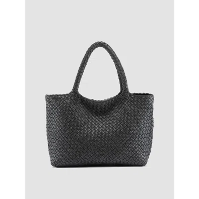 Officine Creative Raquel 001 Hand-woven Shoulder Bag In Black