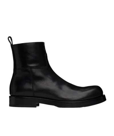 Officine Creative Round Head Side Zipper Boots In Black