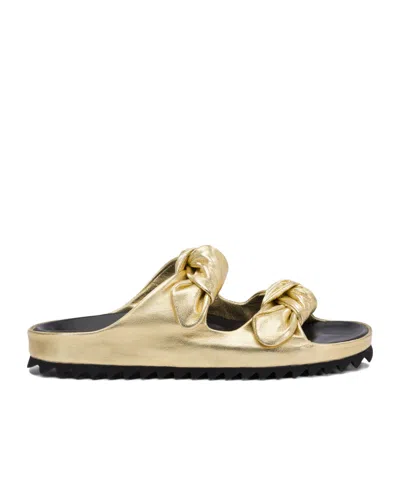 Officine Creative Round-headed Flat Sandals In Gold