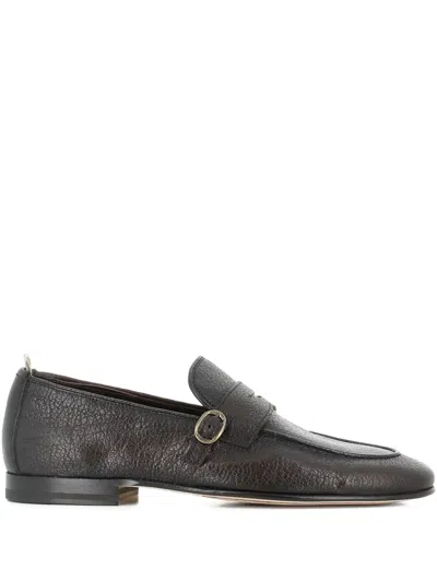 Officine Creative Round-toe Buckled Loafers In Brown