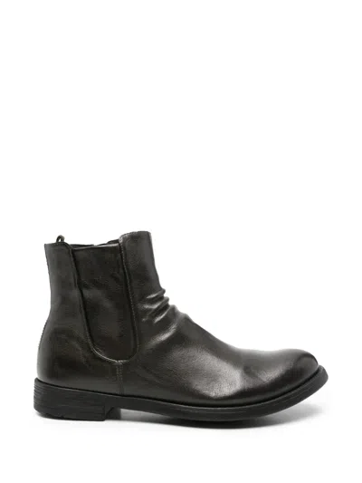 Officine Creative Ruched Leather Boots In Black