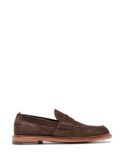 Officine Creative Opera 001 Suede Penny Loafers In Brown
