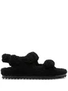 Officine Creative Shearling Sandals In Black