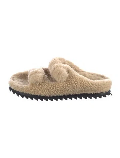 Pre-owned Officine Creative Shearling Slides In Neutral