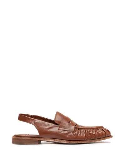 Officine Creative Solitude 102 Gathered Slingback Pumps In Brown