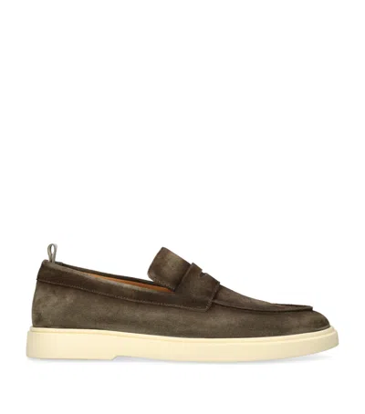 OFFICINE CREATIVE SUEDE BONES PENNY LOAFERS