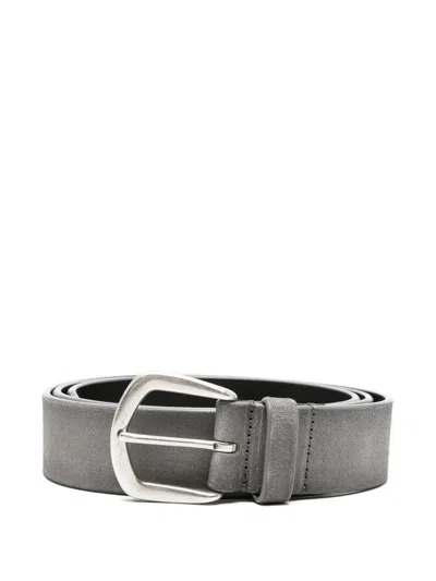 Officine Creative Suede Buckle Belt In Gray
