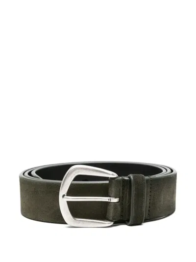 Officine Creative Suede Buckle Belt In Green
