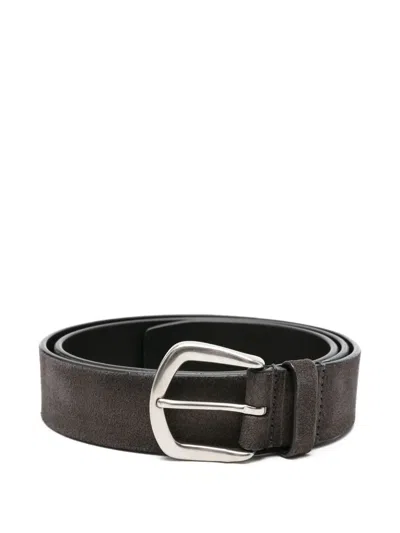 Officine Creative Suede Buckled Belt In Black
