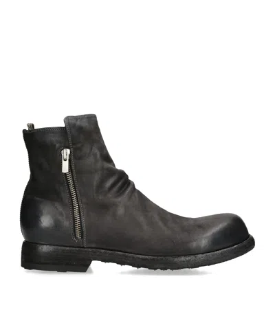 Officine Creative Suede Bulla Ankle Boots In Black