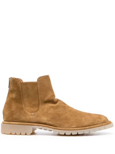 Officine Creative Suede Chelsea Boots In Brown