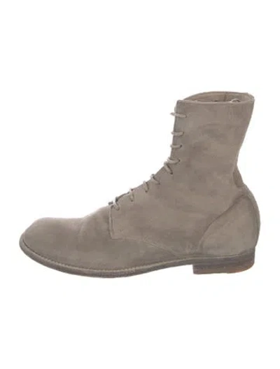 Pre-owned Officine Creative Suede Combat Boots In Gray