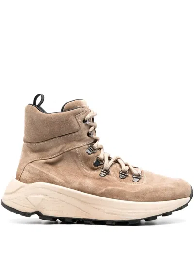 Officine Creative Suede Lace-up Boots In Neutrals