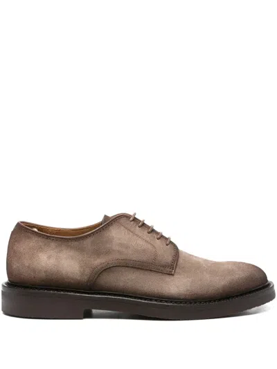 Officine Creative Suede Lace-up Derby Shoes In Brown