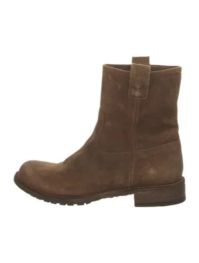Pre-owned Officine Creative Suede Moto Boots In Brown