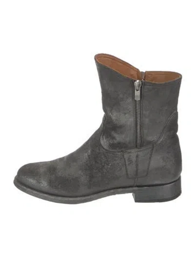 Pre-owned Officine Creative Suede Moto Boots In Gray
