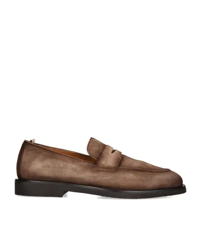Officine Creative Suede Opera Flex Loafers In Brown