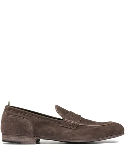 Officine Creative Suede Penny Loafers In Burgundy