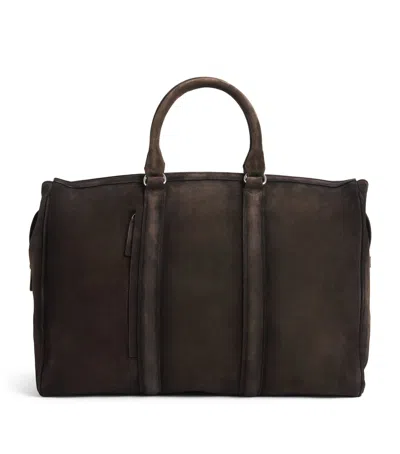 Officine Creative Suede Quentin Duffle Bag In Grey
