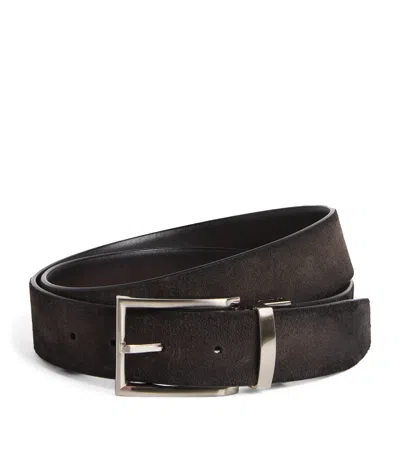 Officine Creative Suede Reversible Belt In Brown
