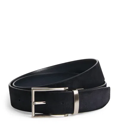 Officine Creative Suede Reversible Belt In Navy