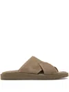 Officine Creative Suede Slides In Green
