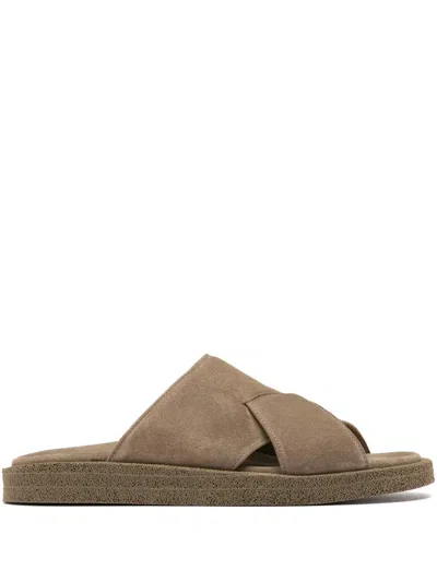 Officine Creative Suede Slides In Green