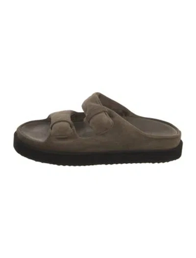 Pre-owned Officine Creative Suede Slides In Green