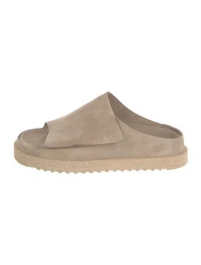 Pre-owned Officine Creative Suede Slides In Neutrals