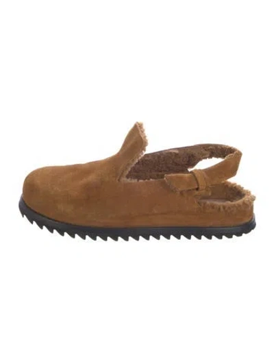 Pre-owned Officine Creative Suede Slingback Flats In Brown