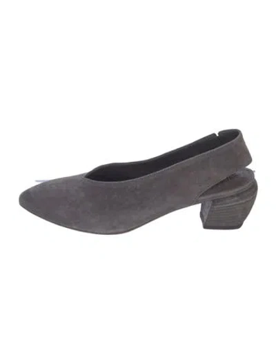 Pre-owned Officine Creative Suede Slingback Pumps In Gray