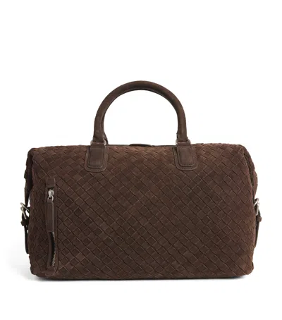 Officine Creative Suede Woven Armor Duffle Bag In Brown
